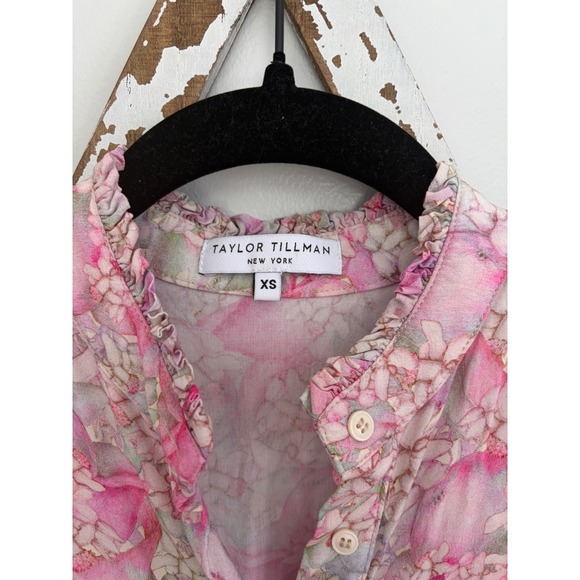 Taylor Tillman Liza Midi Ruffle Shirt Dress in Lavender Earth Size XS Oversized - Picture 4 of 9